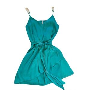 Naked Zebra Green Semi Wrap Mini Slip Dress Size Small